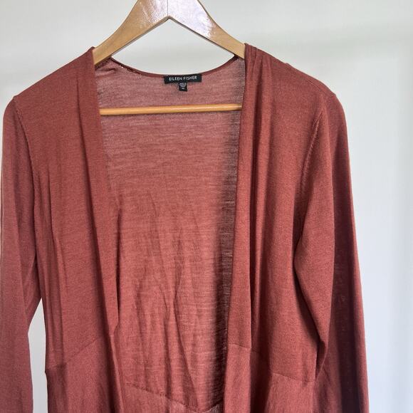 Eileen‎ Fisher Women's 100% Merino Wool Open Cardigan Sweater Size Medium - Picture 2 of 7